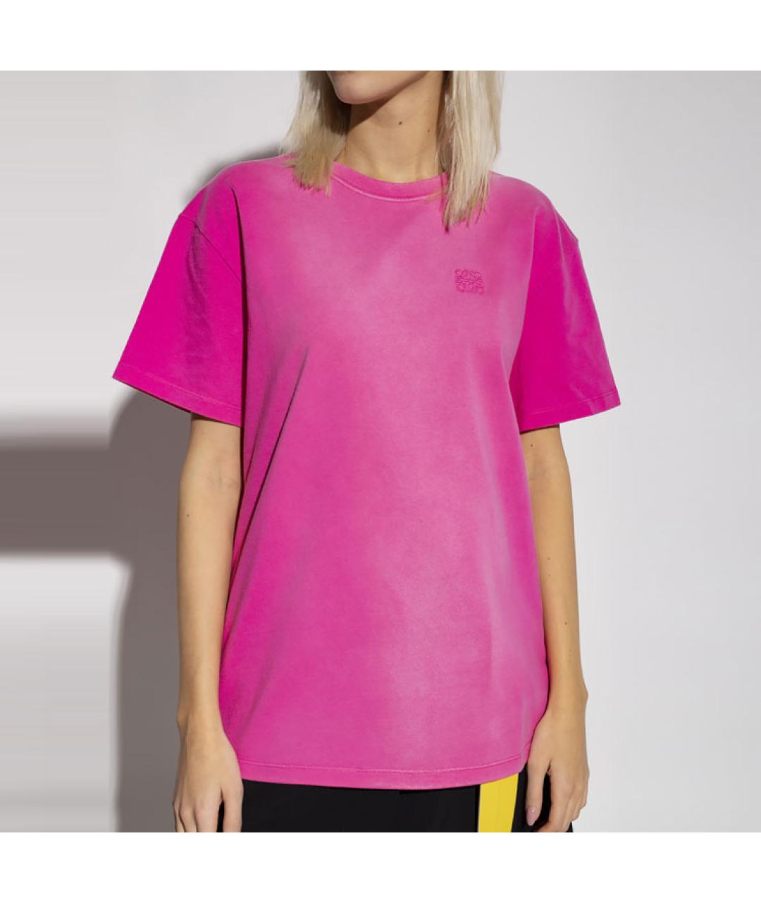LOEWE Фуксия хлопковая футболка, фото 4