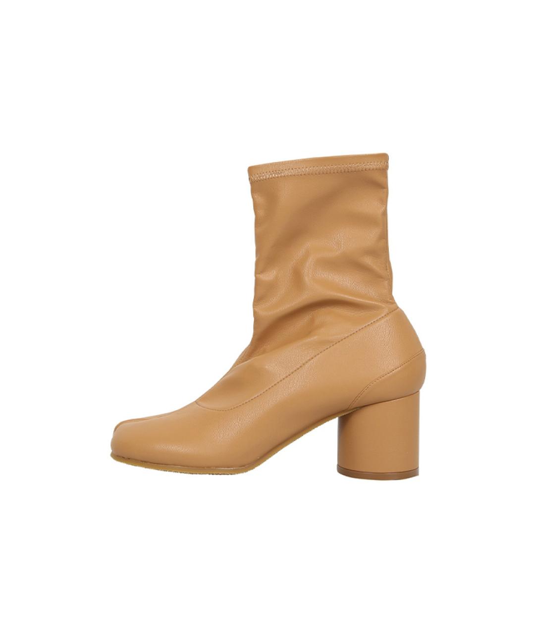 MAISON MARGIELA Бежевые кожаные ботильоны, фото 2