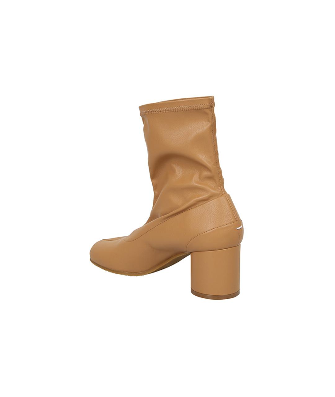 MAISON MARGIELA Бежевые кожаные ботильоны, фото 3