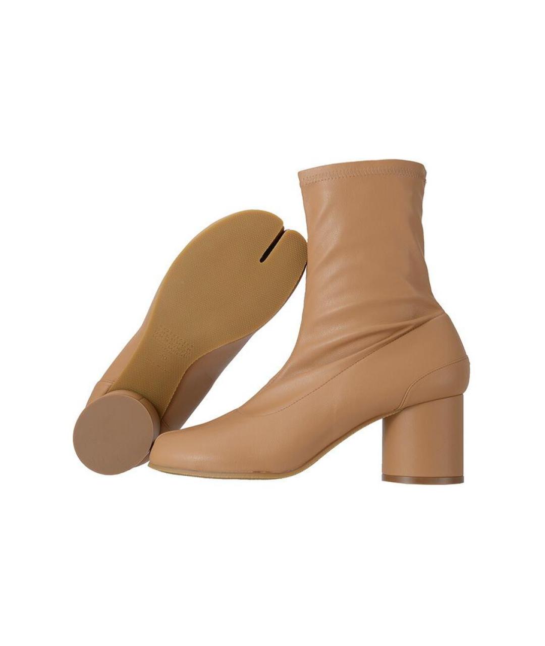 MAISON MARGIELA Бежевые кожаные ботильоны, фото 4
