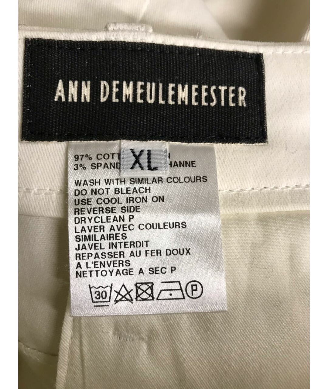 ANN DEMEULEMEESTER Белые хлопковые брюки чинос, фото 6