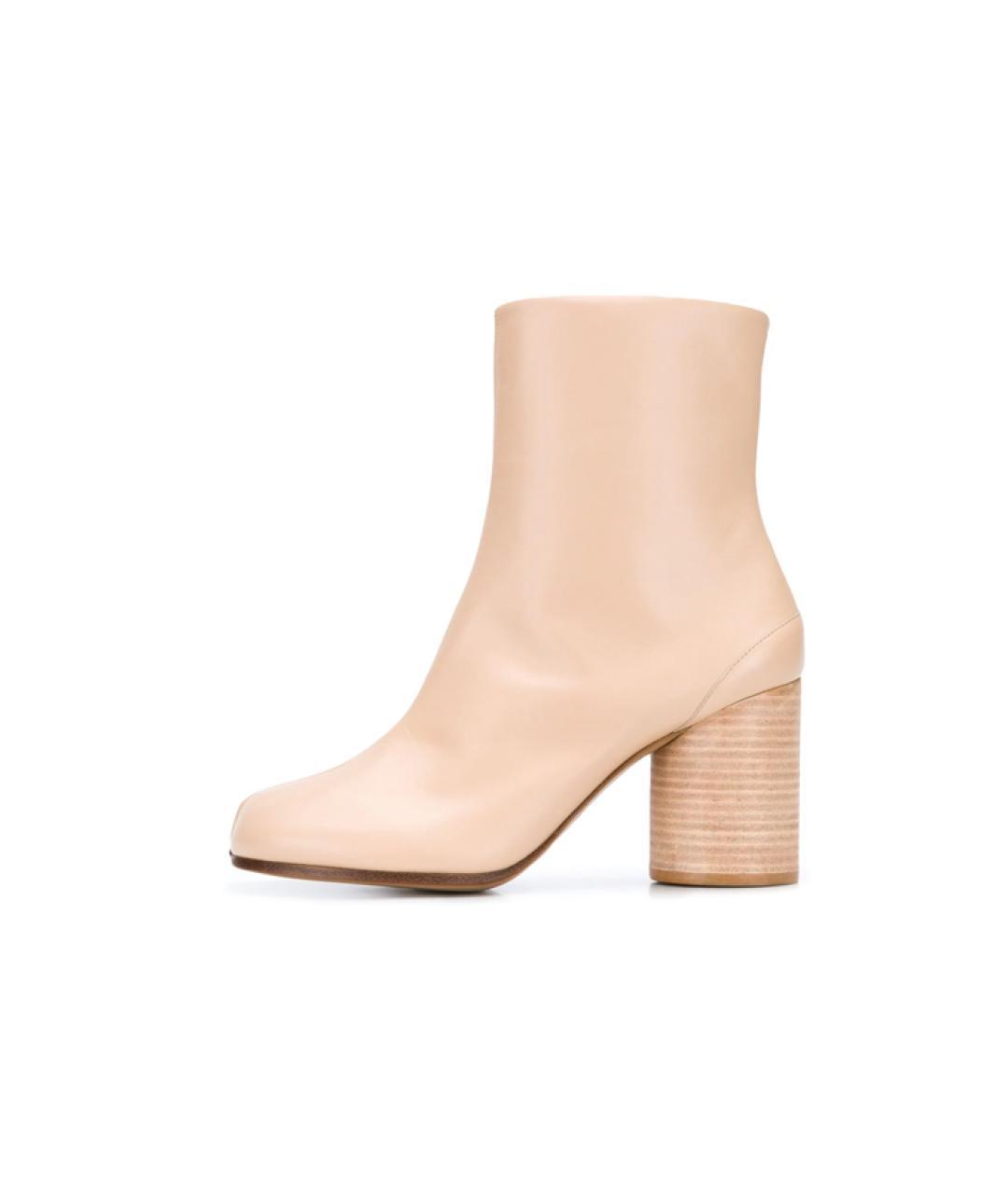 MAISON MARGIELA Бежевые кожаные ботильоны, фото 3