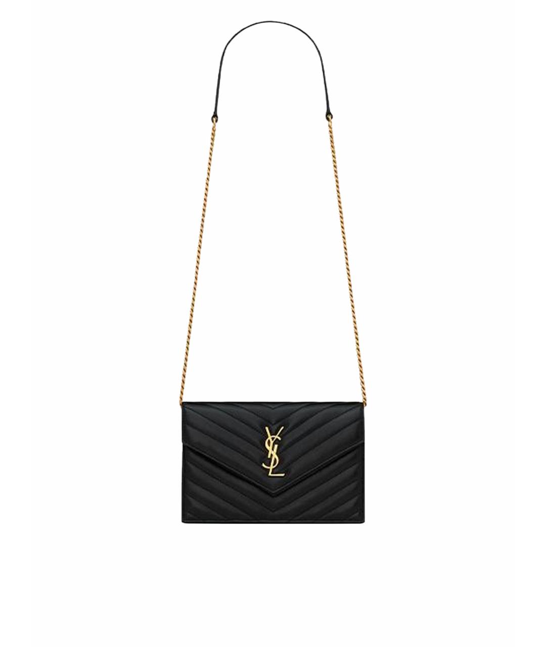 SAINT LAURENT Черная кожаная сумка через плечо, фото 1