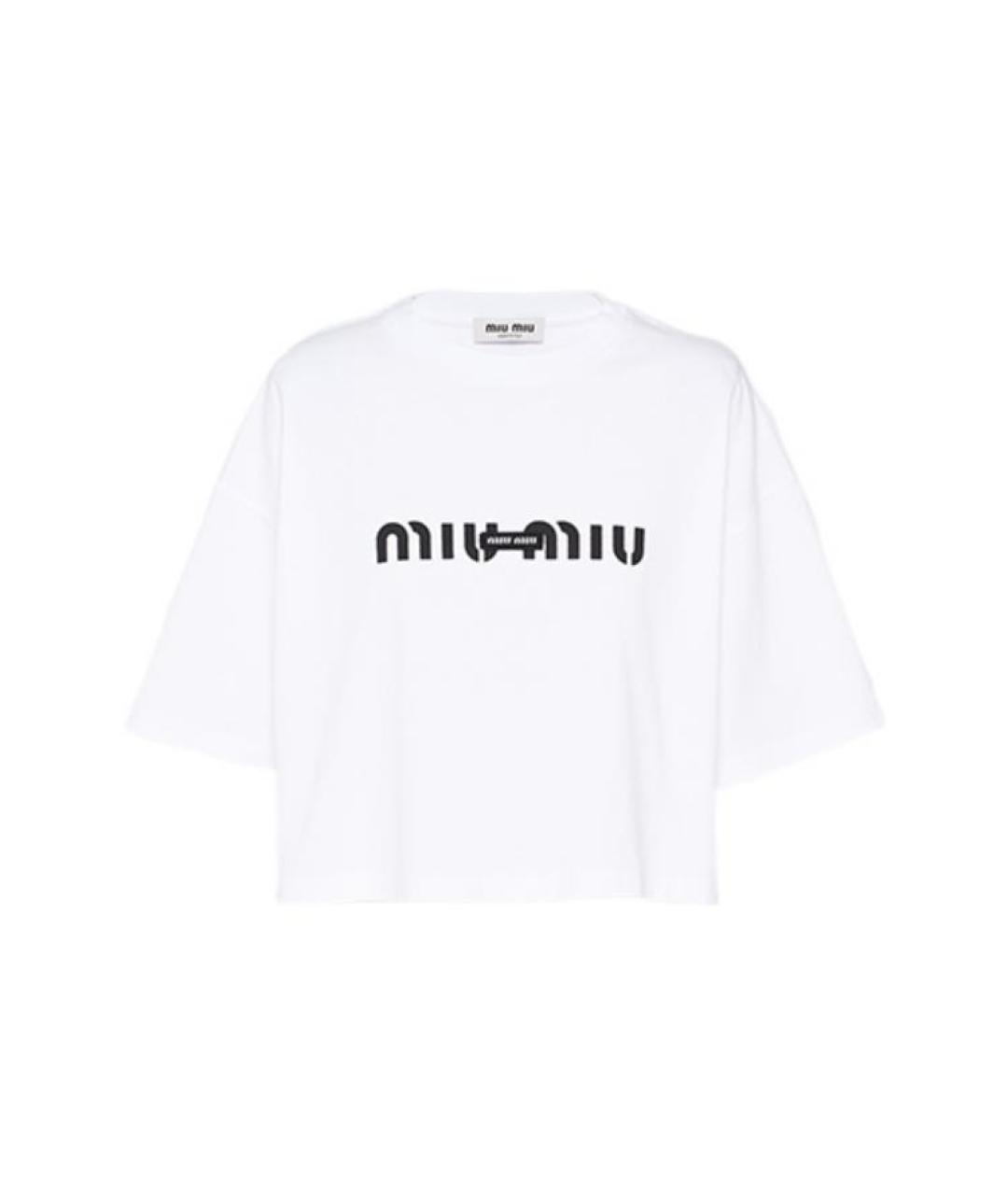 MIU MIU Белая хлопковая футболка, фото 1