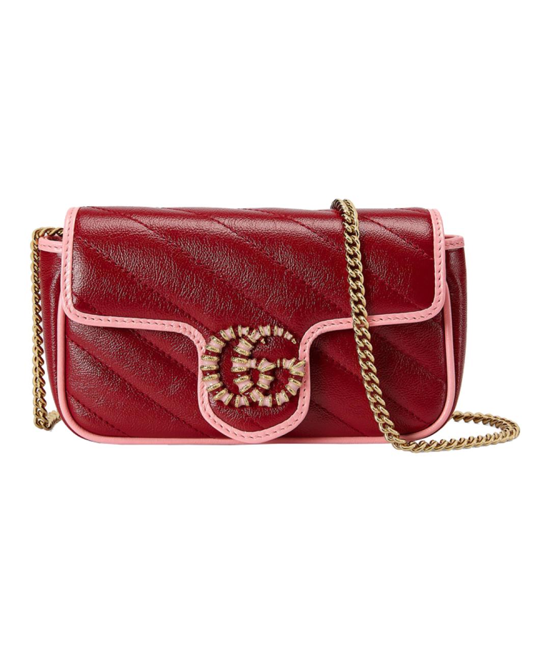 GUCCI Бордовая кожаная сумка через плечо, фото 1