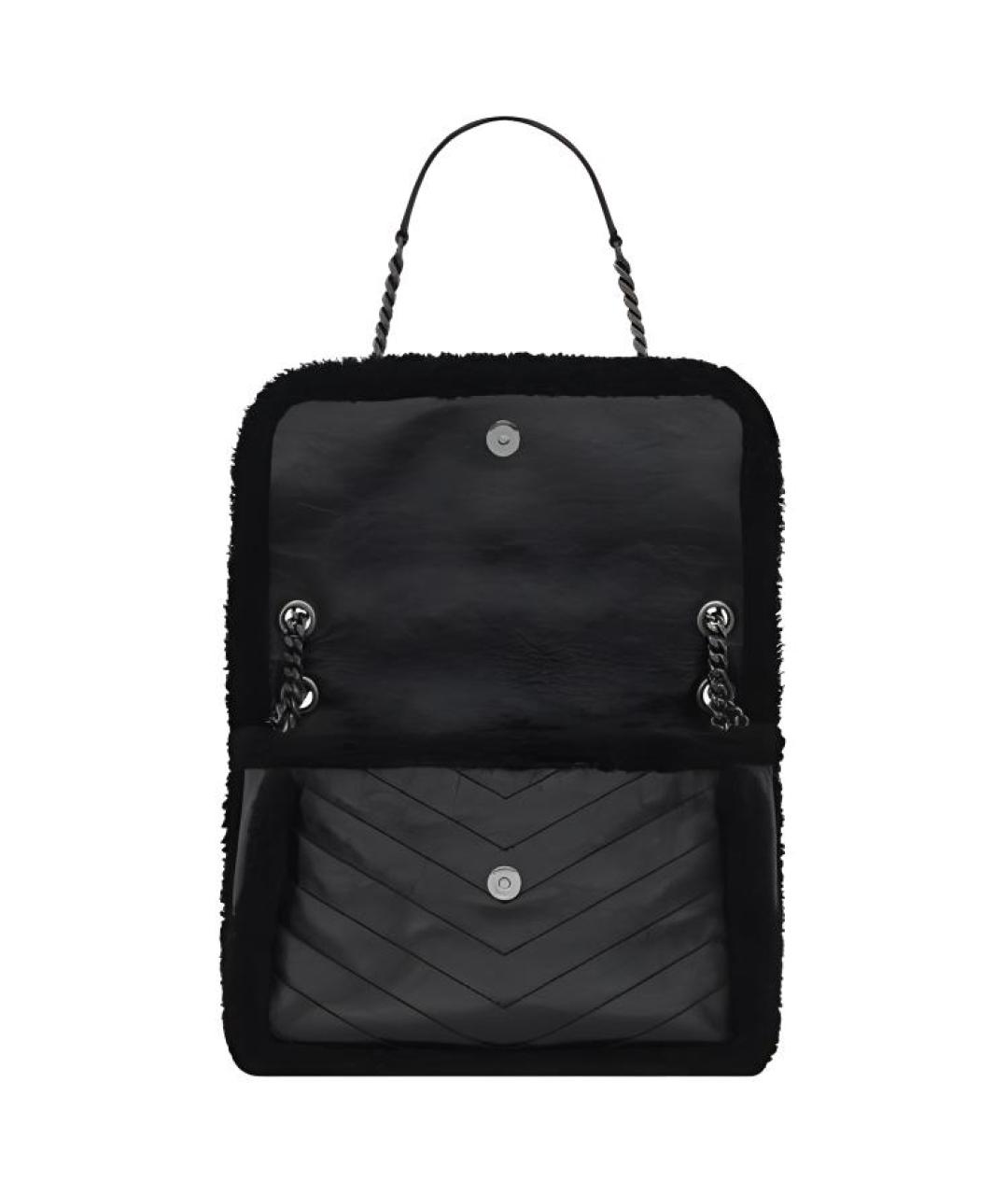 SAINT LAURENT Черная кожаная сумка через плечо, фото 4