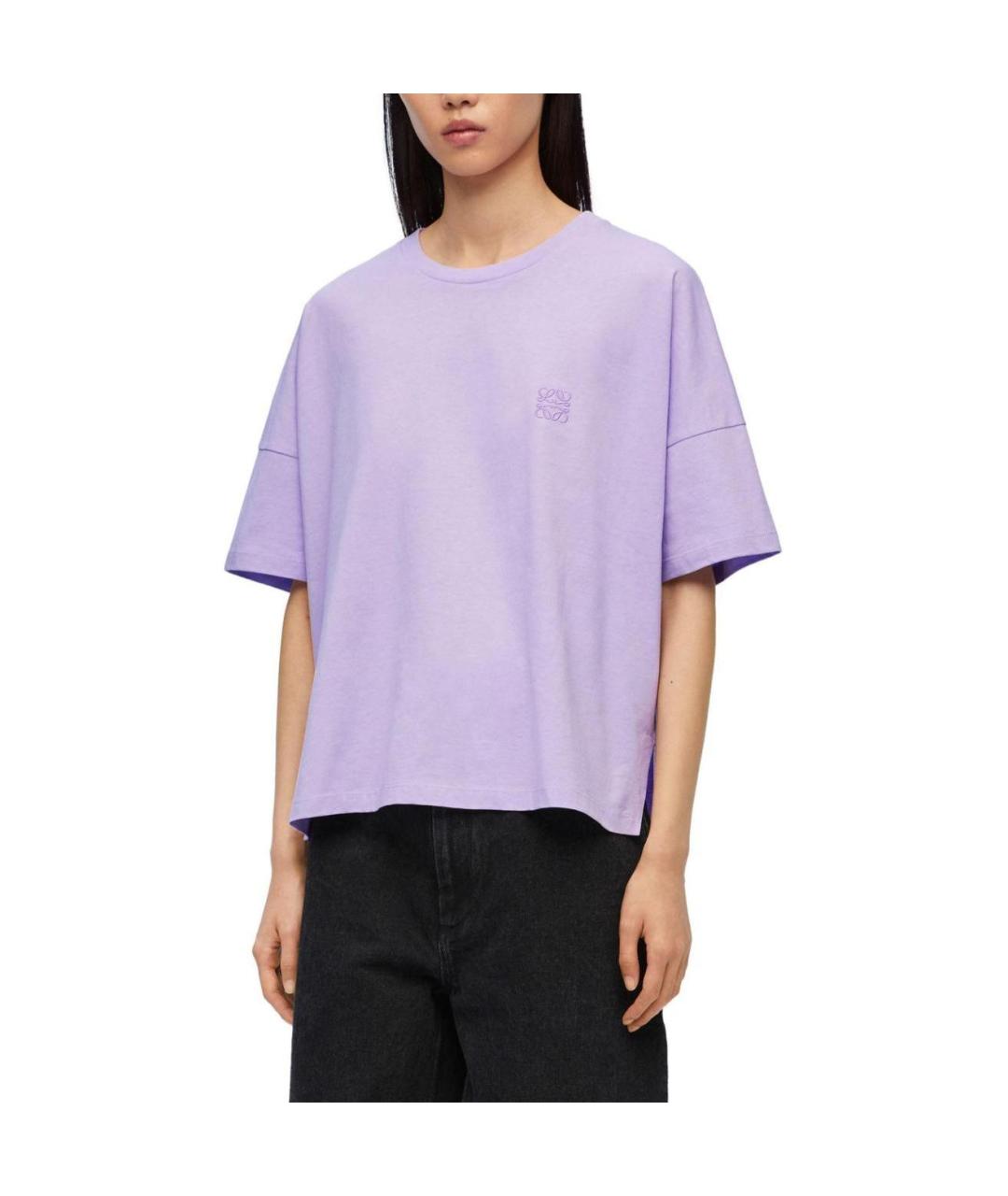 LOEWE Фиолетовая хлопковая футболка, фото 4