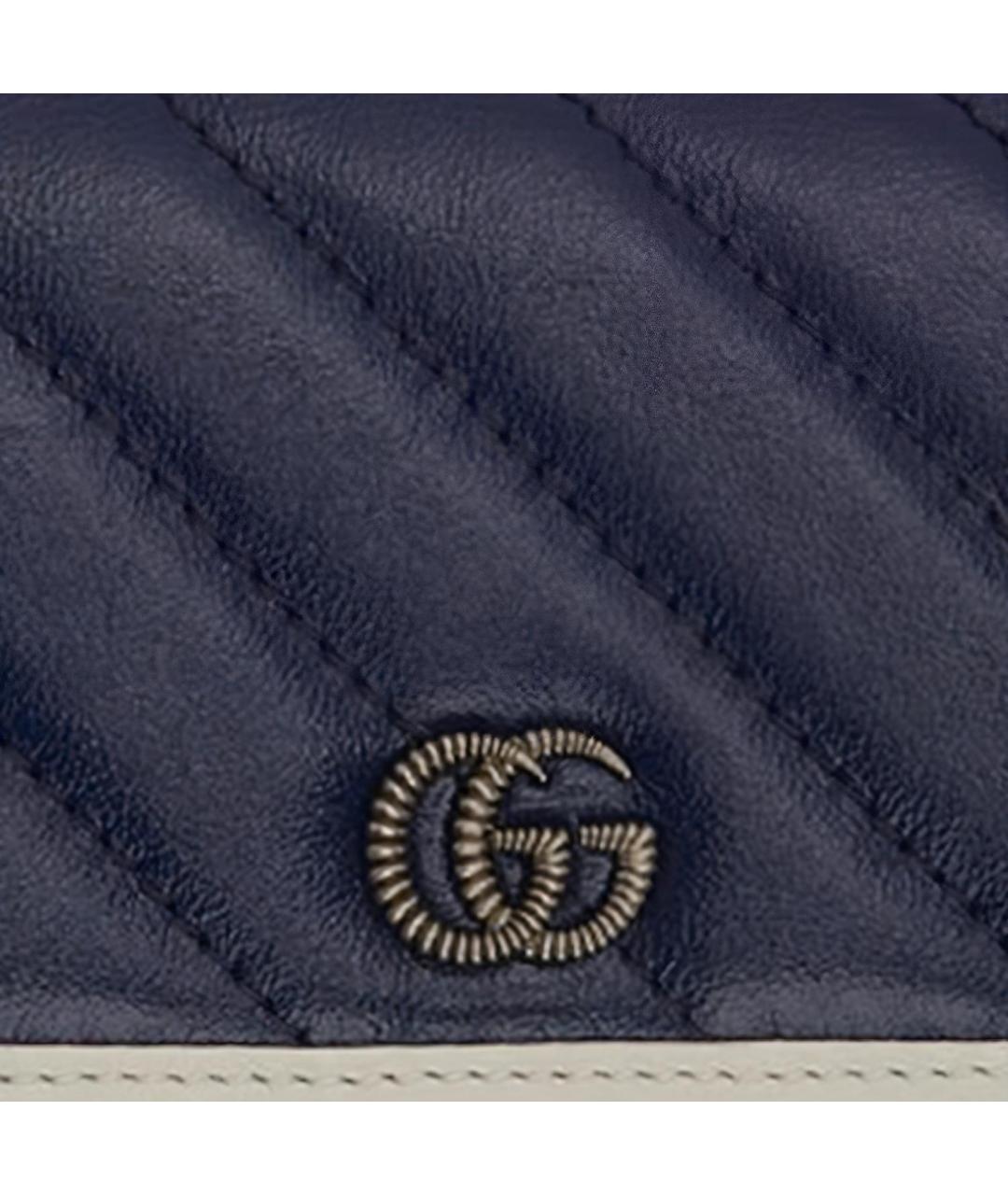 GUCCI Темно-синий кожаный кошелек, фото 6