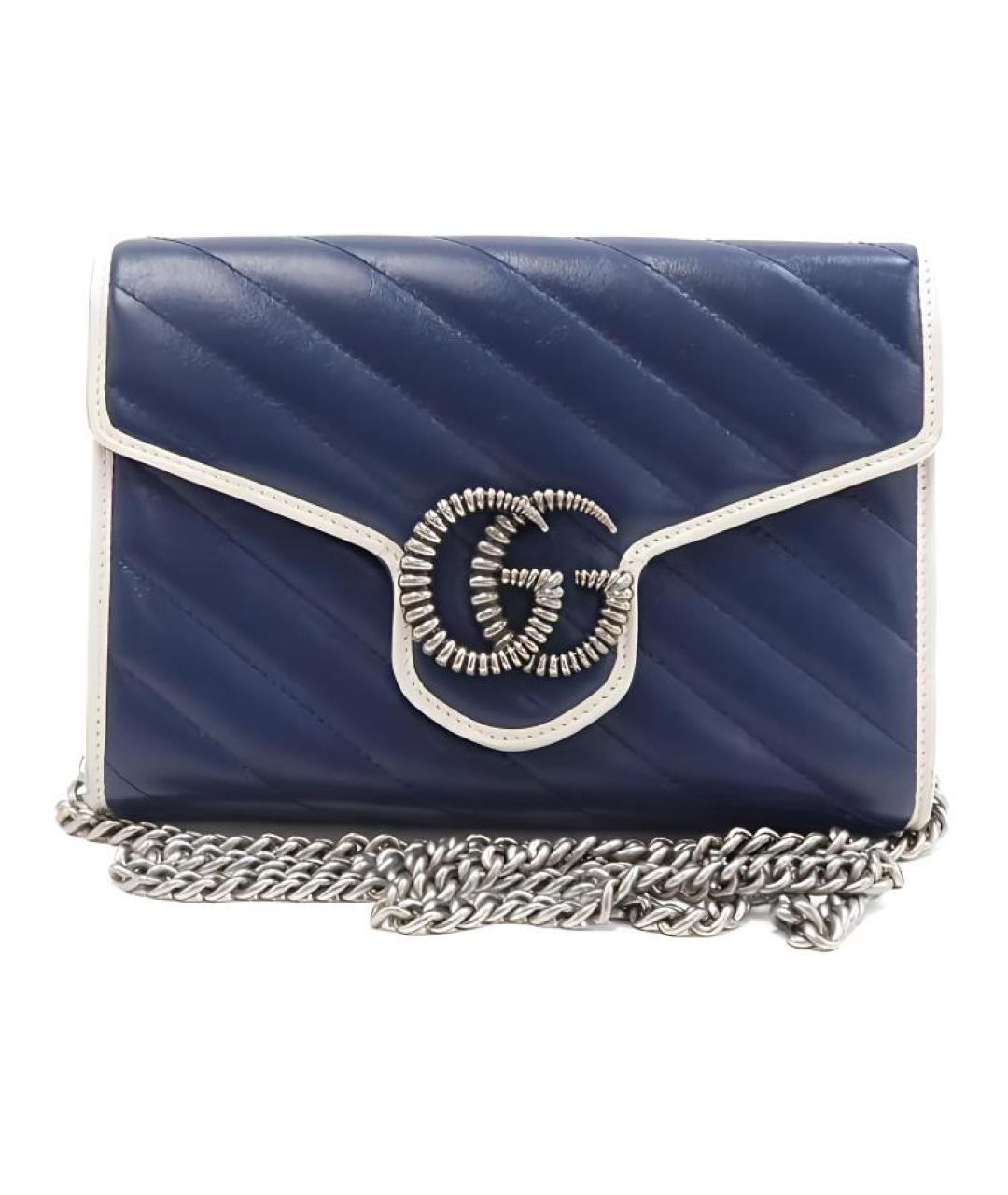 GUCCI Темно-синяя кожаная сумка через плечо, фото 1