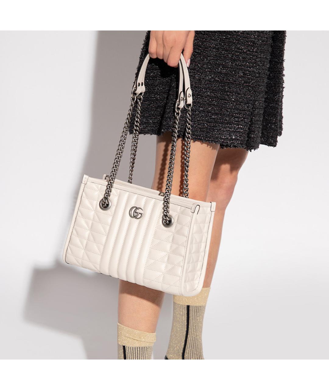 GUCCI Белая кожаная сумка через плечо, фото 6