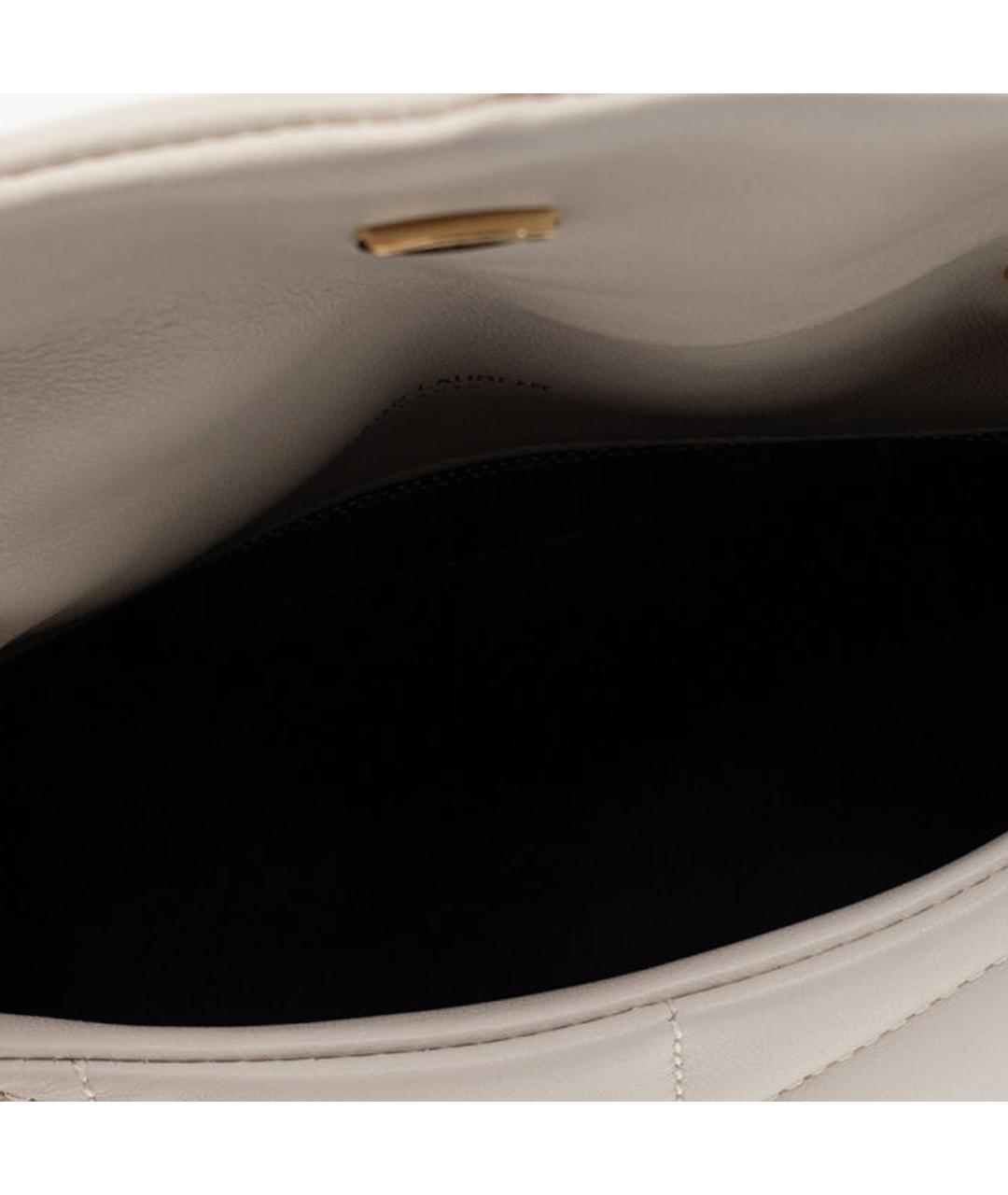 SAINT LAURENT Белая кожаная сумка через плечо, фото 5