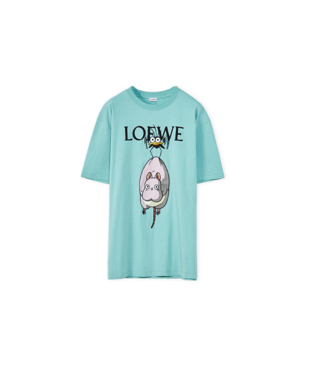 LOEWE Бирюзовая хлопковая футболка, фото 1