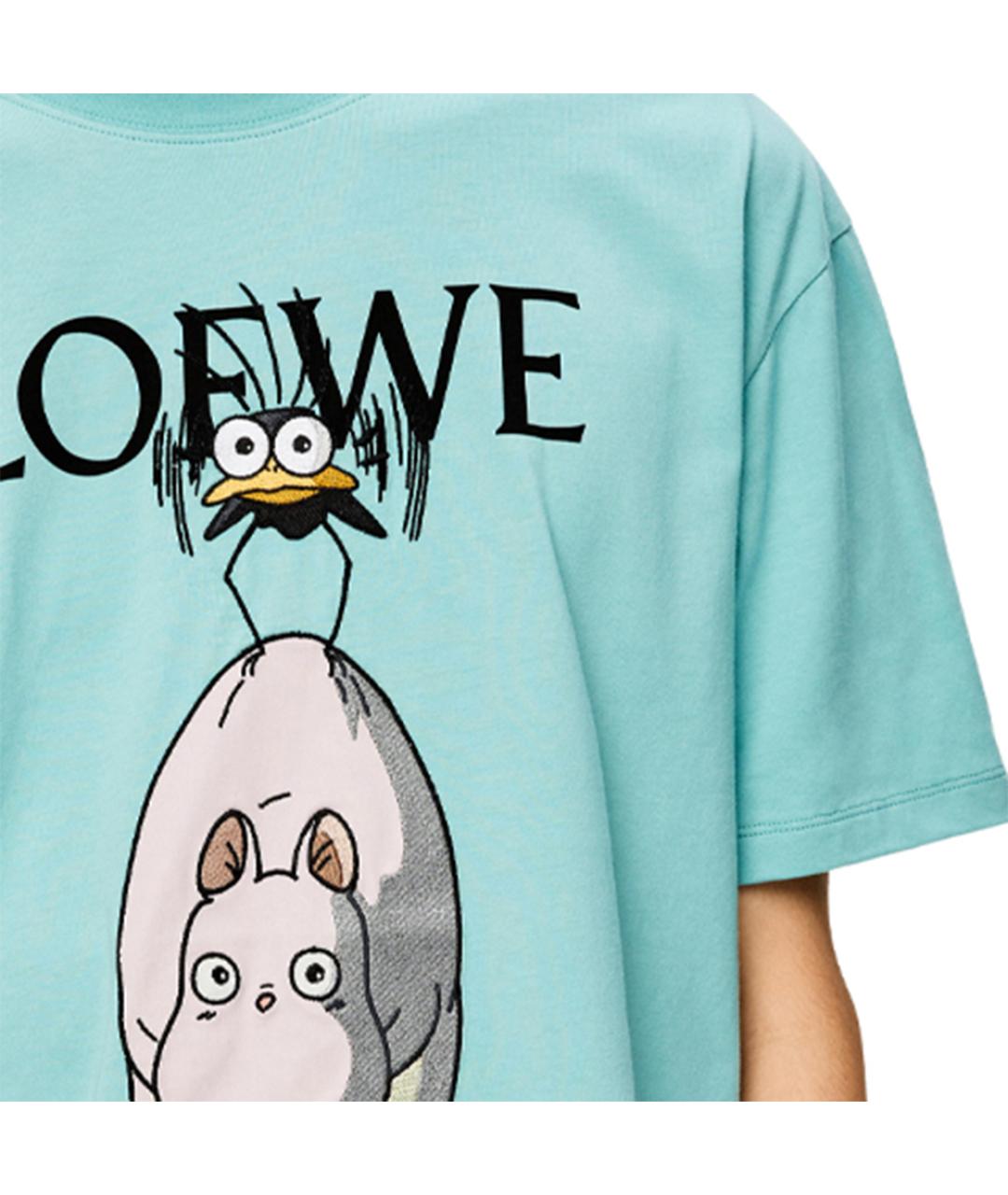 LOEWE Бирюзовая хлопковая футболка, фото 2
