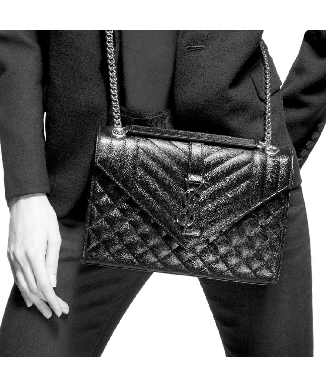 SAINT LAURENT Черная кожаная сумка через плечо, фото 4