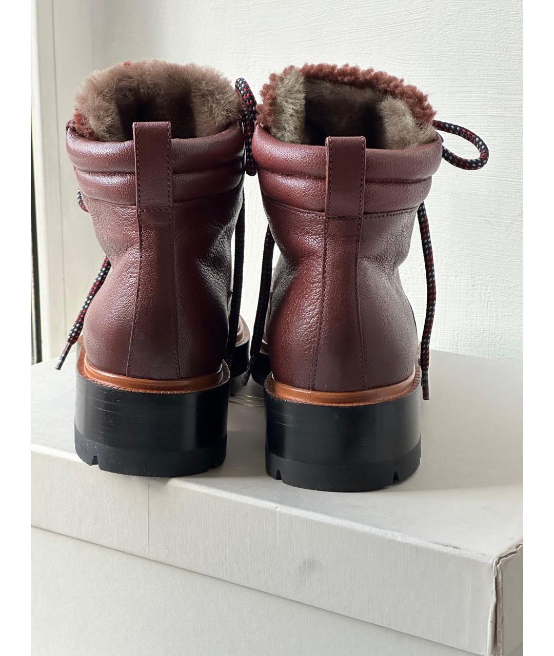 SANTONI Бордовые кожаные ботинки, фото 4