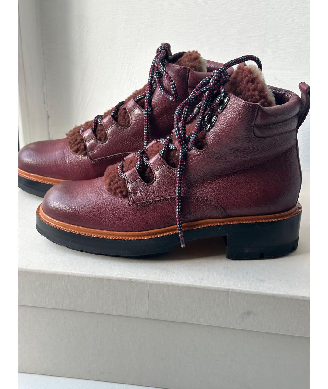 SANTONI Бордовые кожаные ботинки, фото 9