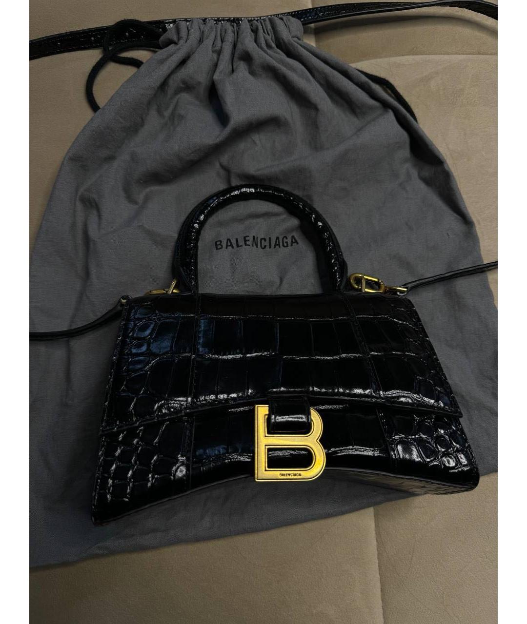 BALENCIAGA Черная сумка через плечо из лакированной кожи, фото 6