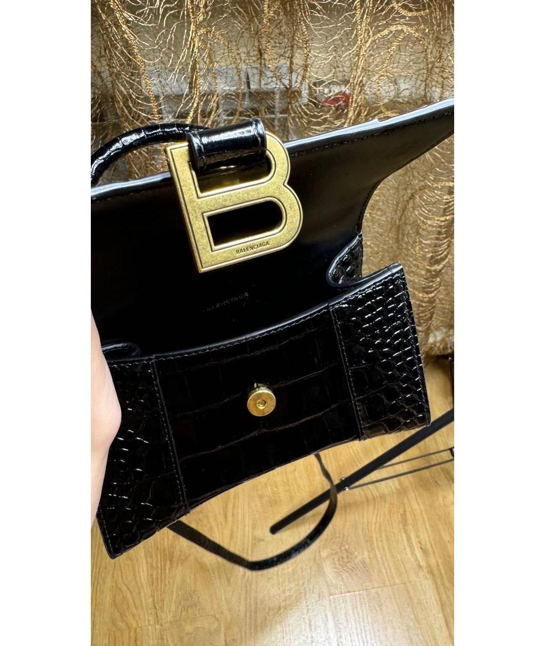 BALENCIAGA Черная сумка через плечо из лакированной кожи, фото 4