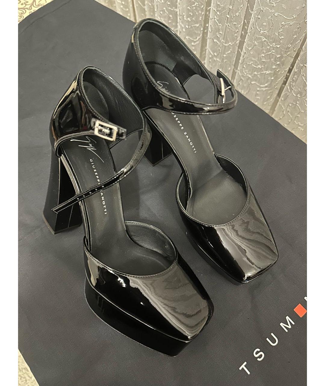 GIUSEPPE ZANOTTI DESIGN Черные босоножки из лакированной кожи, фото 3