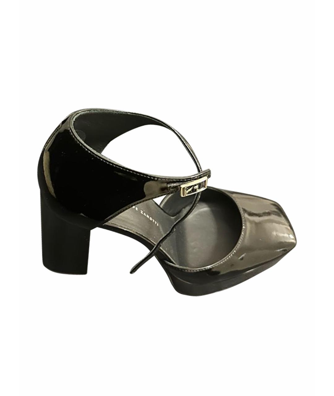 GIUSEPPE ZANOTTI DESIGN Черные босоножки из лакированной кожи, фото 1