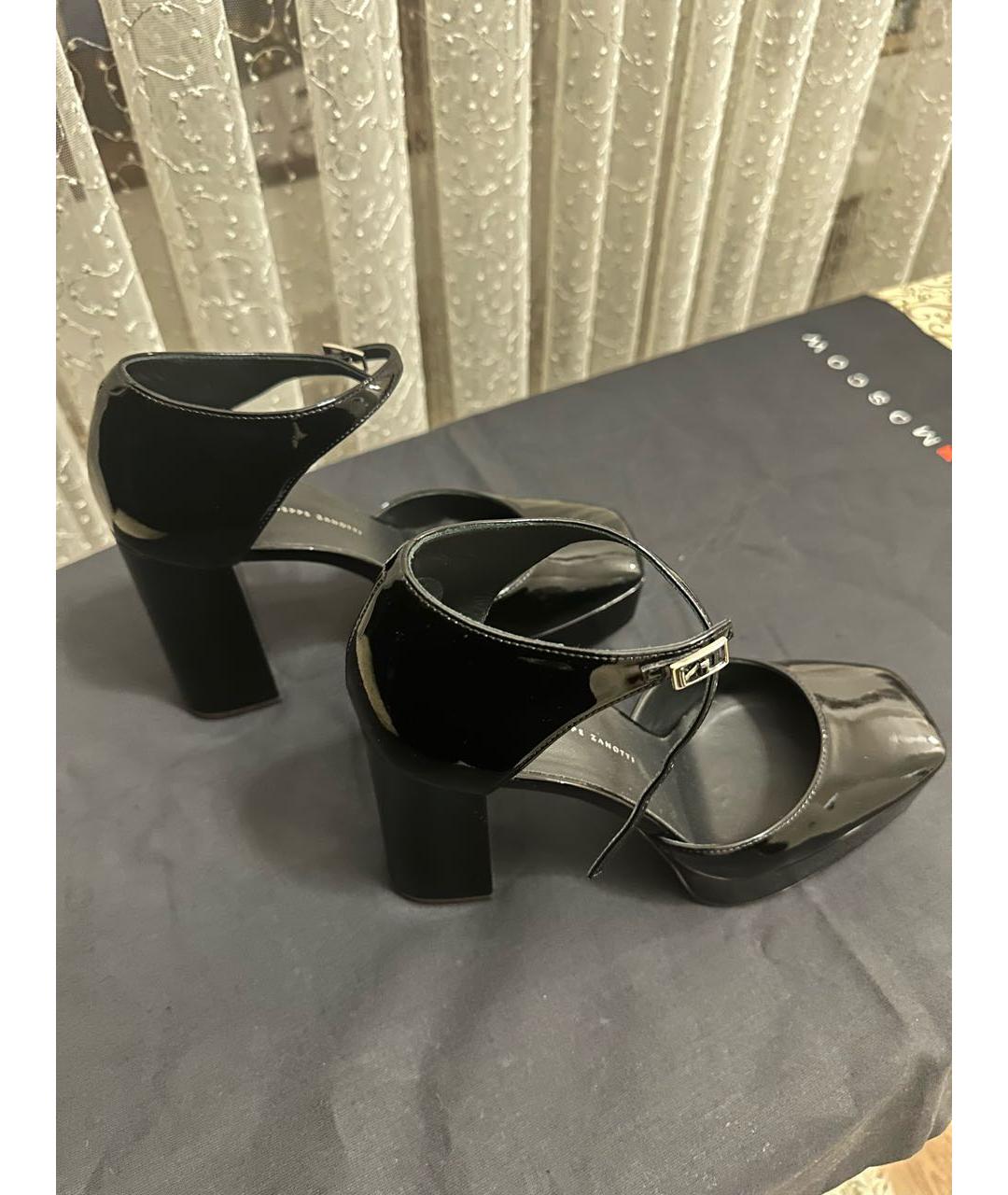 GIUSEPPE ZANOTTI DESIGN Черные босоножки из лакированной кожи, фото 5