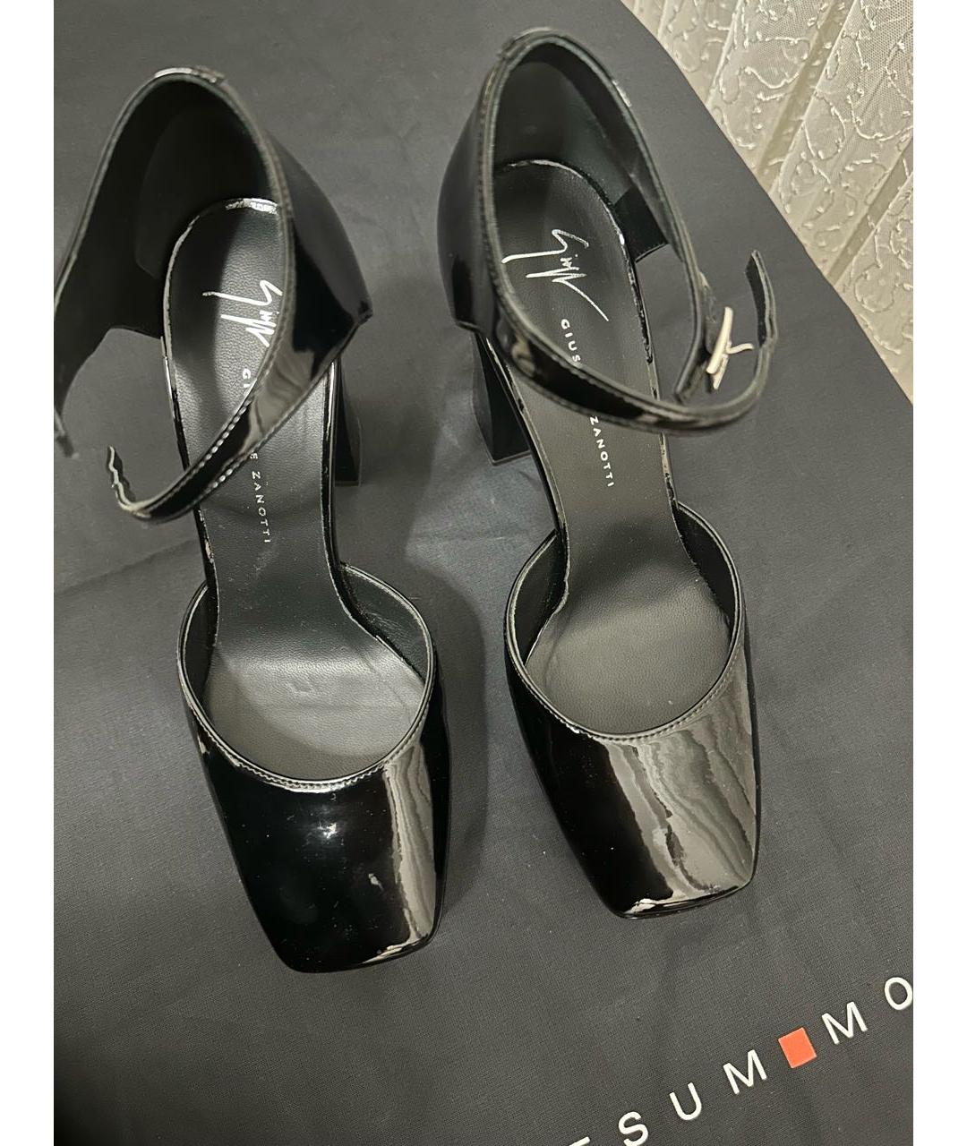 GIUSEPPE ZANOTTI DESIGN Черные босоножки из лакированной кожи, фото 4