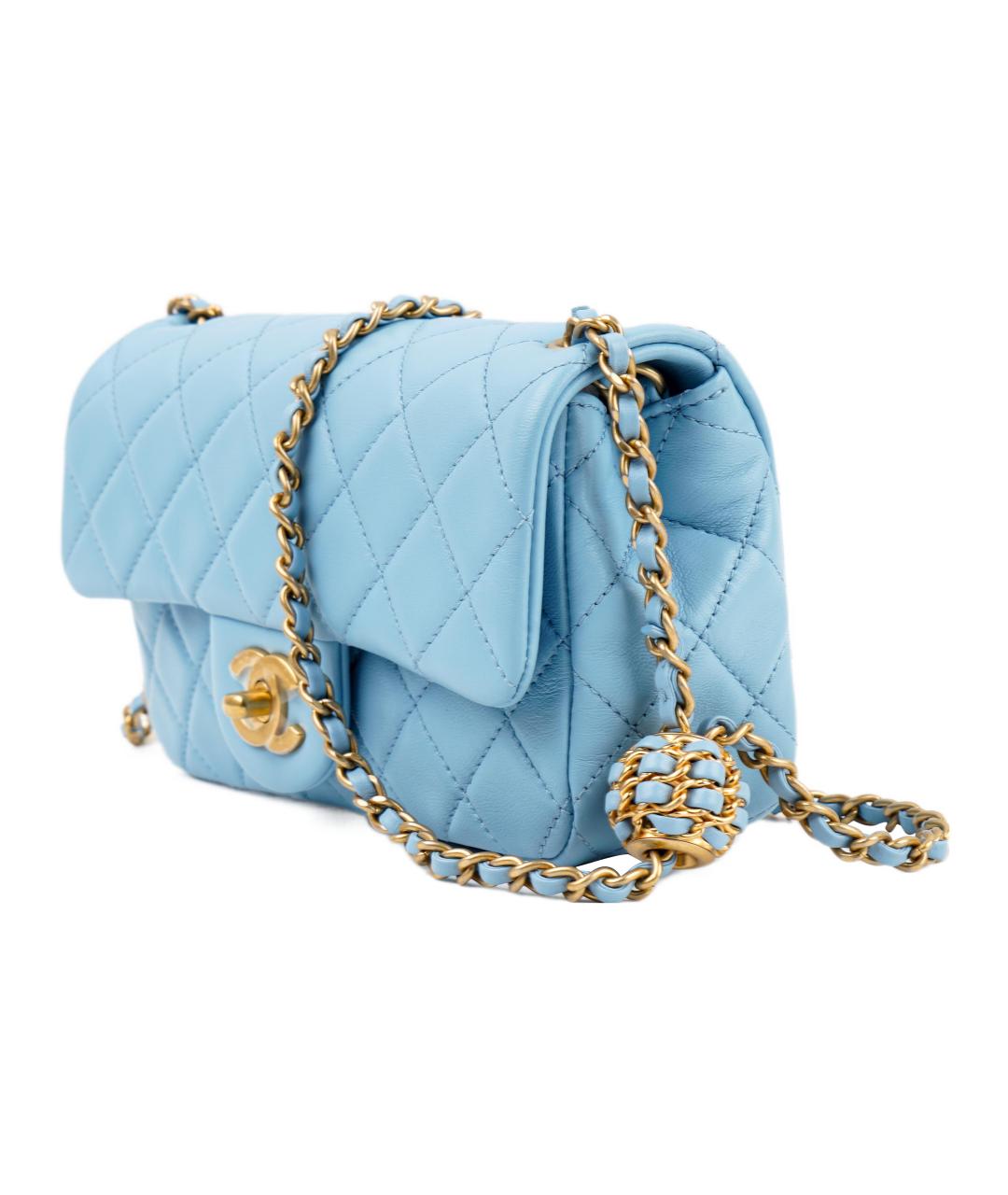 CHANEL Голубая кожаная сумка через плечо, фото 2