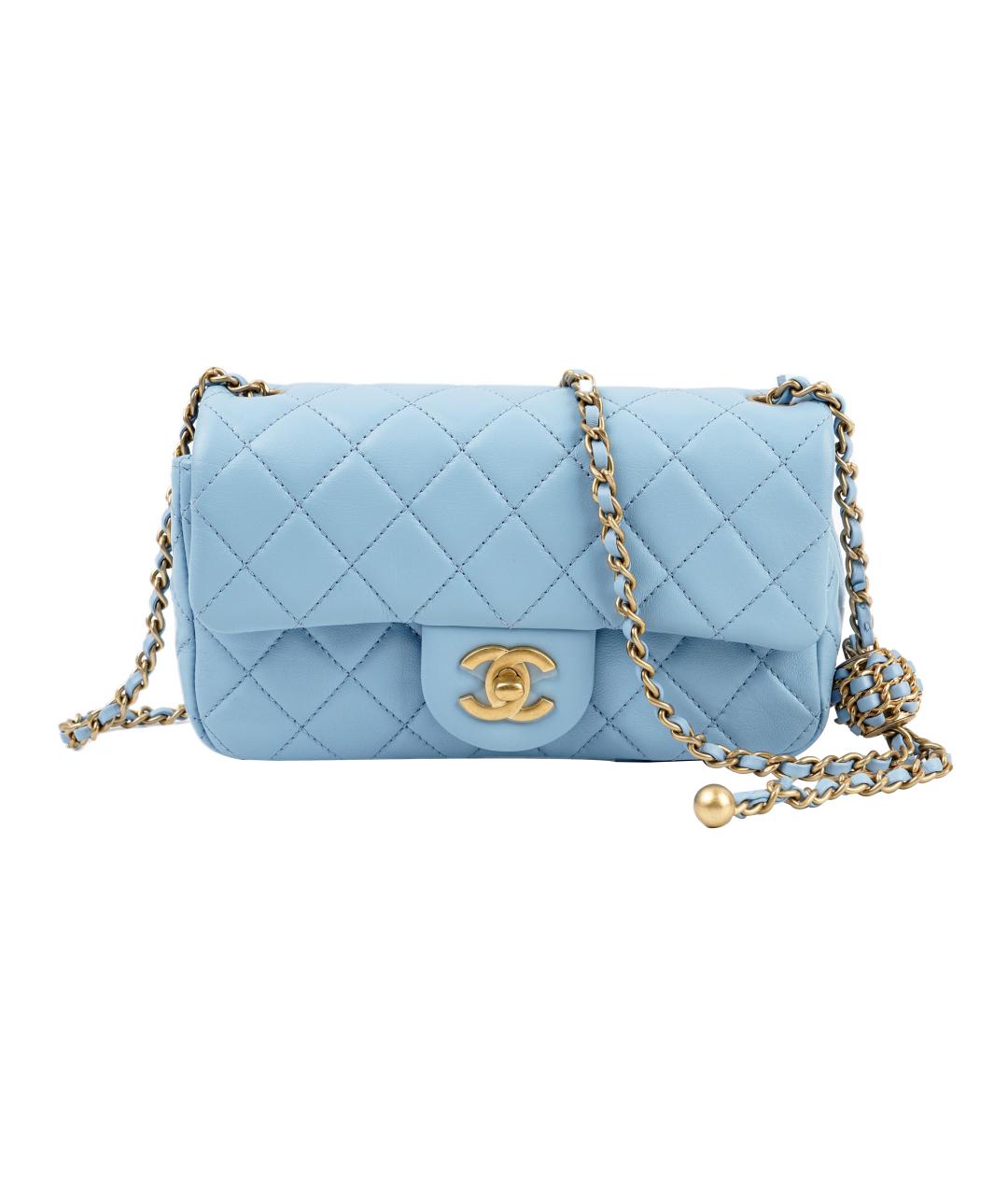 CHANEL Голубая кожаная сумка через плечо, фото 1