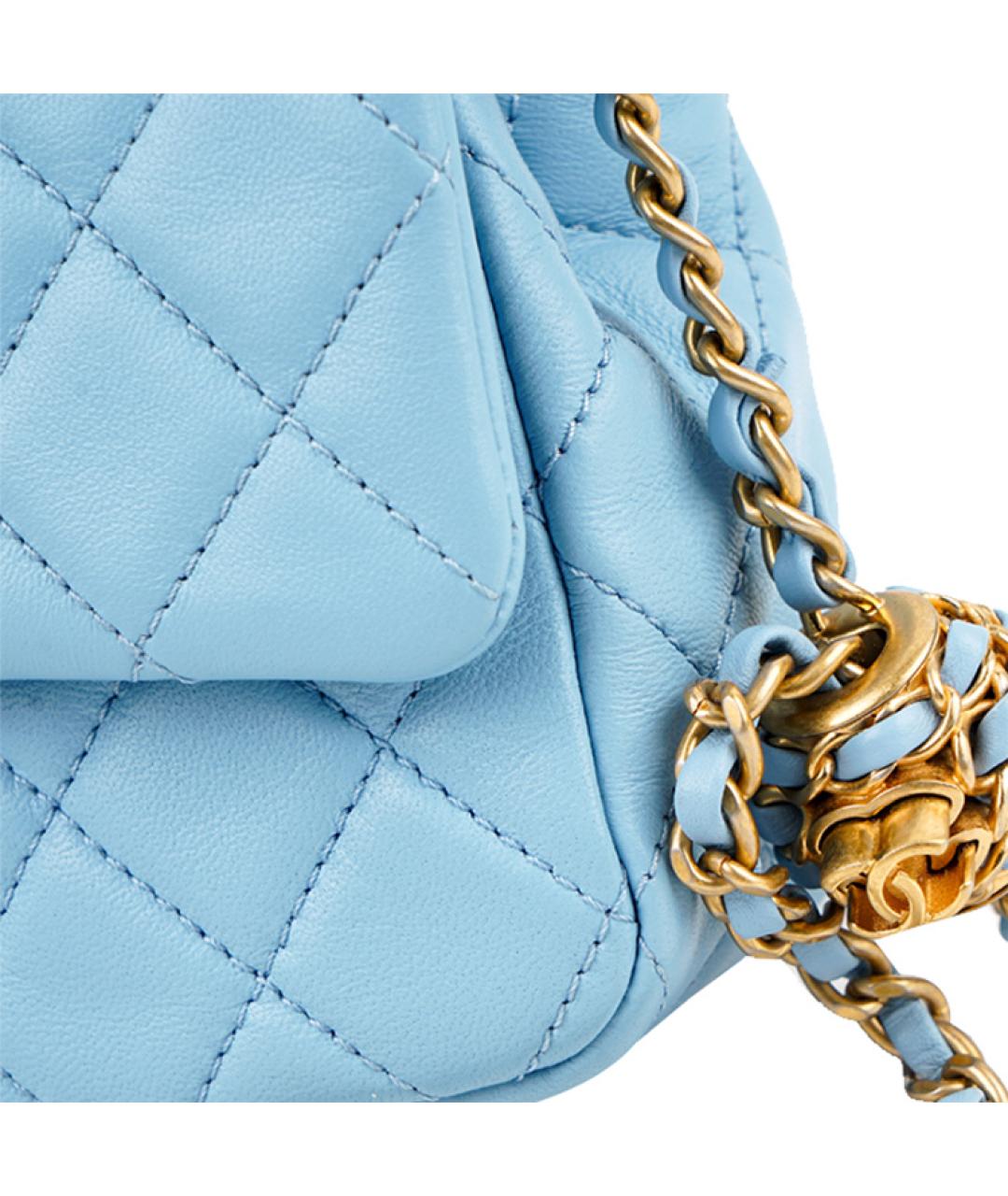 CHANEL Голубая кожаная сумка через плечо, фото 4