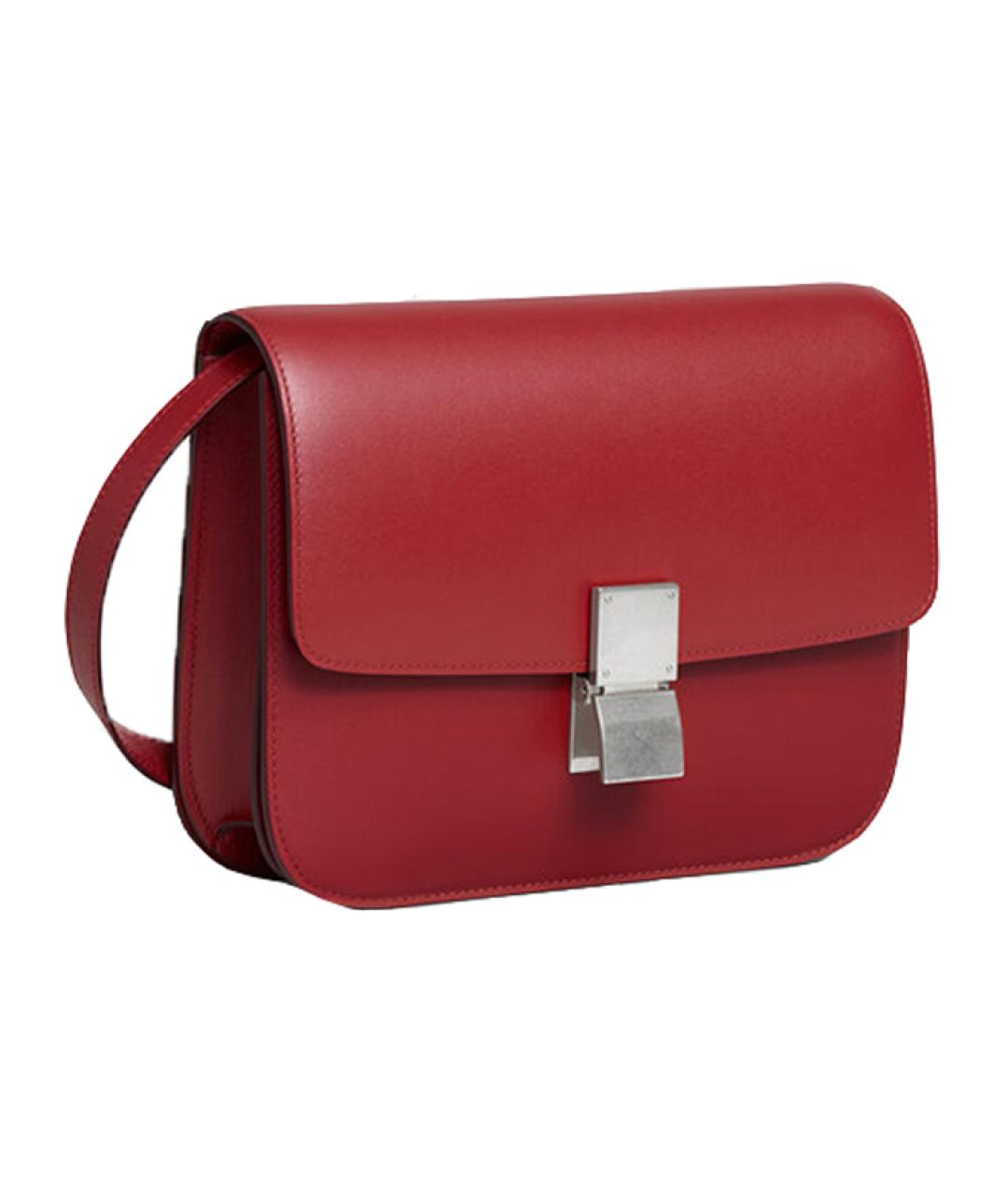 CELINE Бордовая кожаная сумка через плечо, фото 3