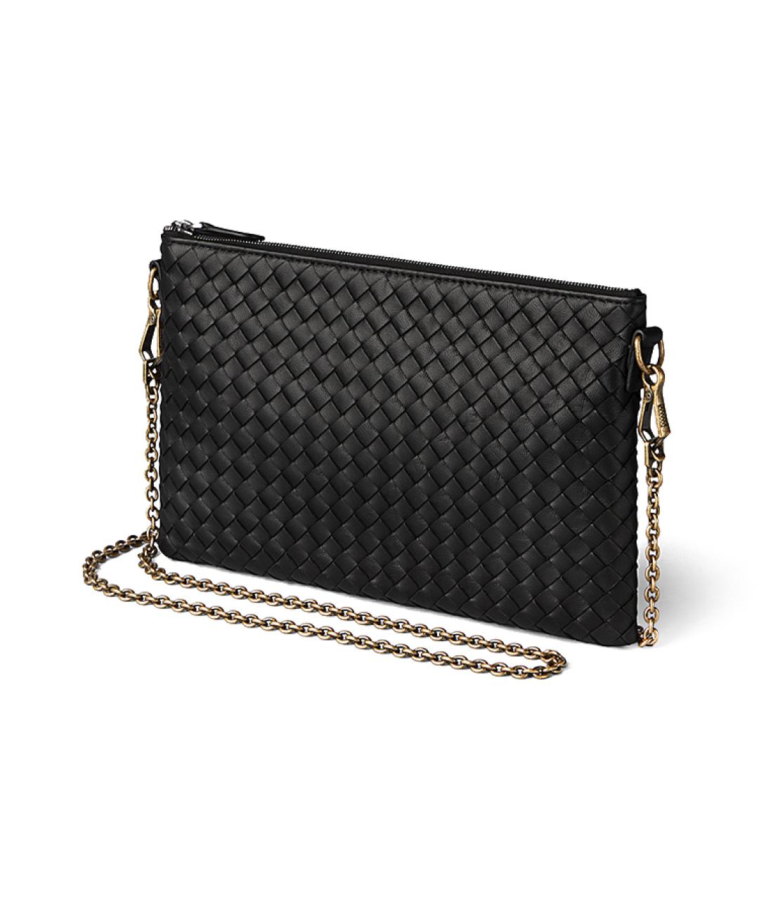 BOTTEGA VENETA Черная кожаная сумка через плечо, фото 2