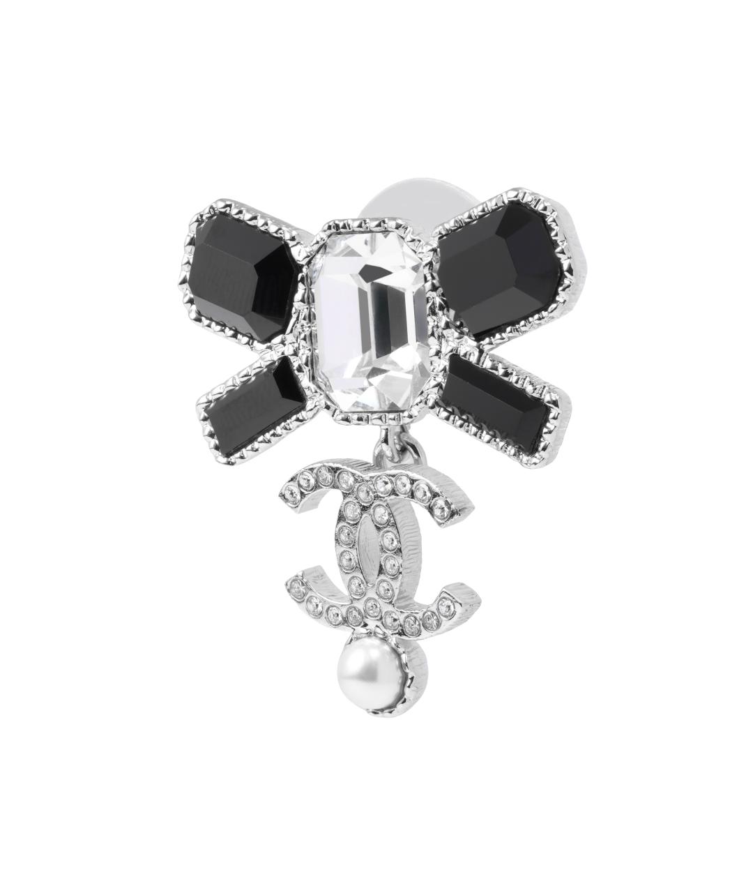 CHANEL Черные латунные серьги, фото 3