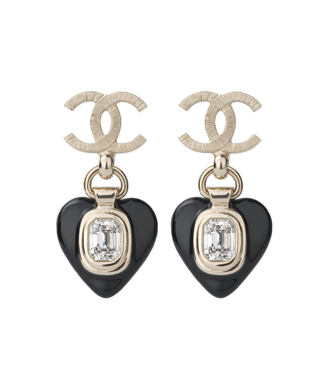 CHANEL Черные латунные серьги, фото 1