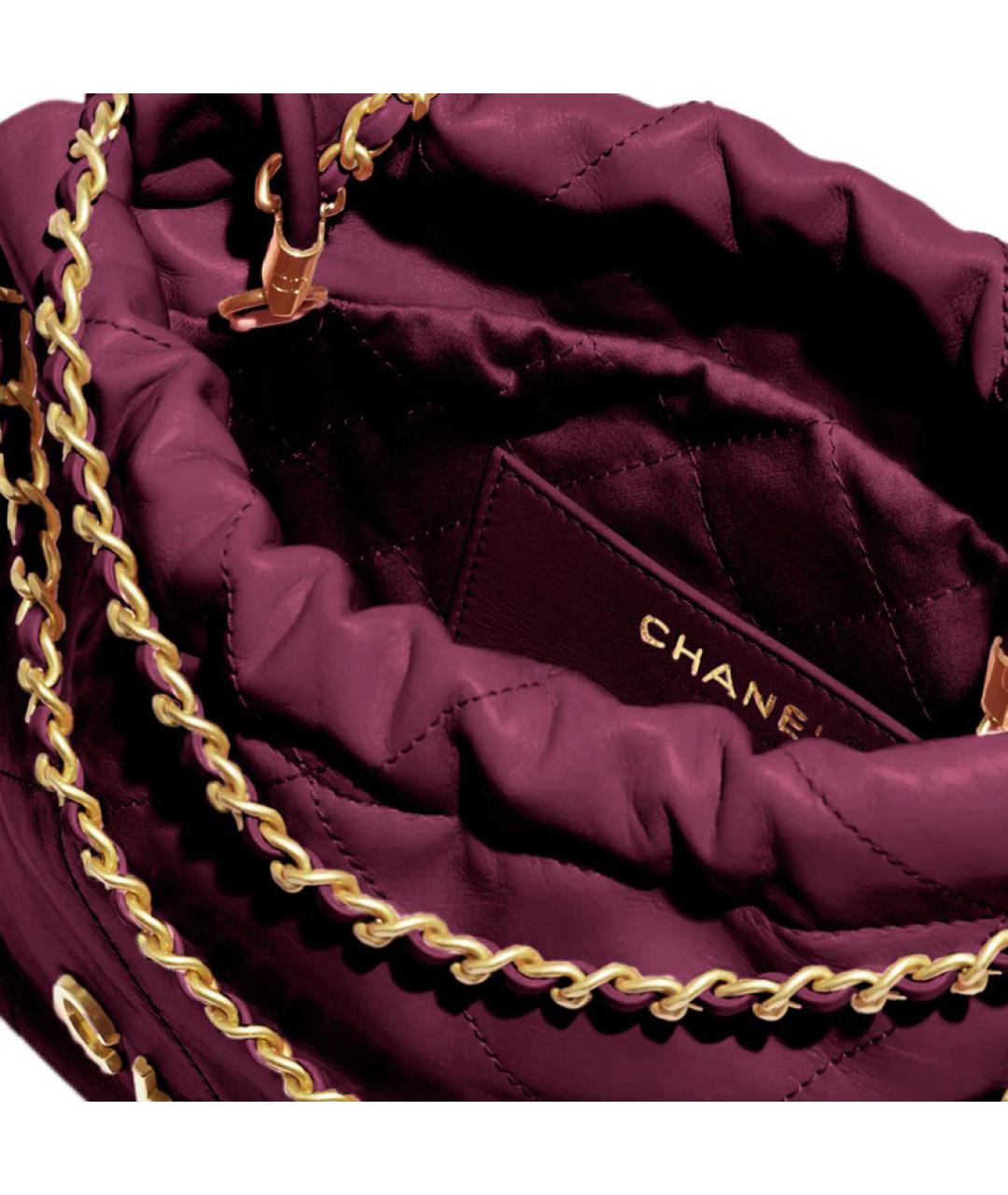 CHANEL Бордовая кожаная сумка через плечо, фото 4