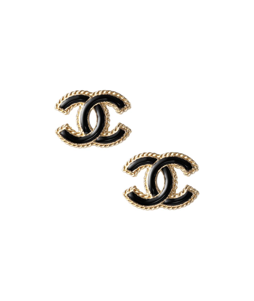 CHANEL Черные латунные серьги, фото 1