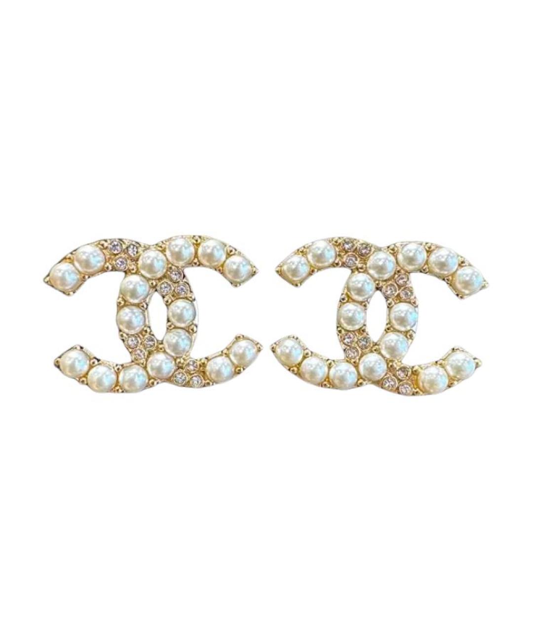 CHANEL Золотые латунные серьги, фото 2