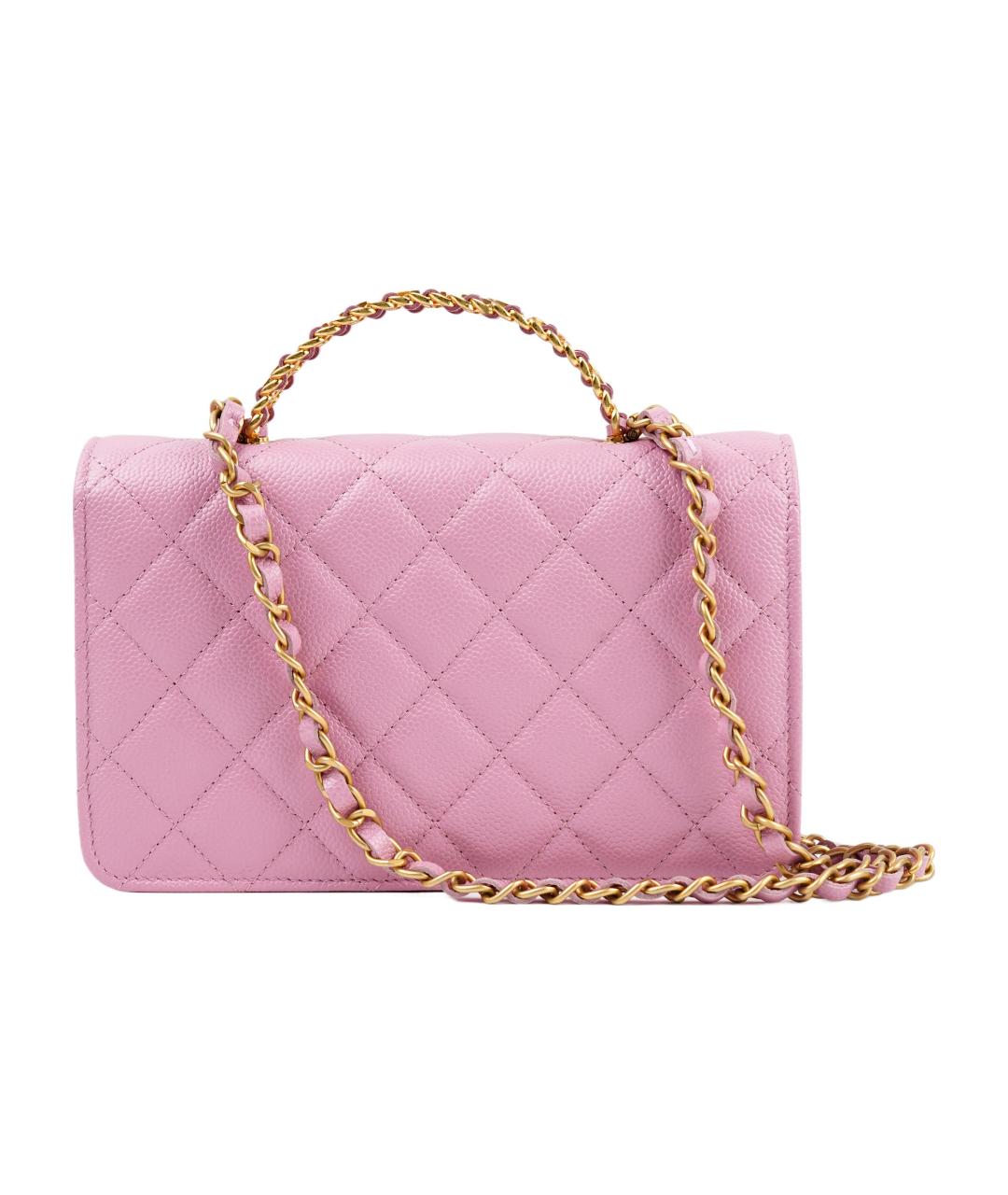 CHANEL Розовая кожаная сумка через плечо, фото 4