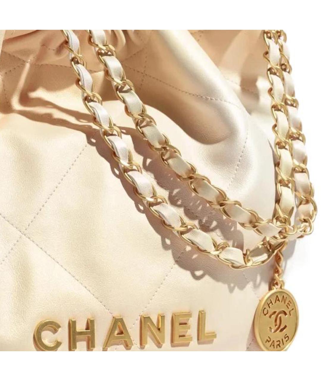 CHANEL Бежевая кожаная сумка через плечо, фото 4