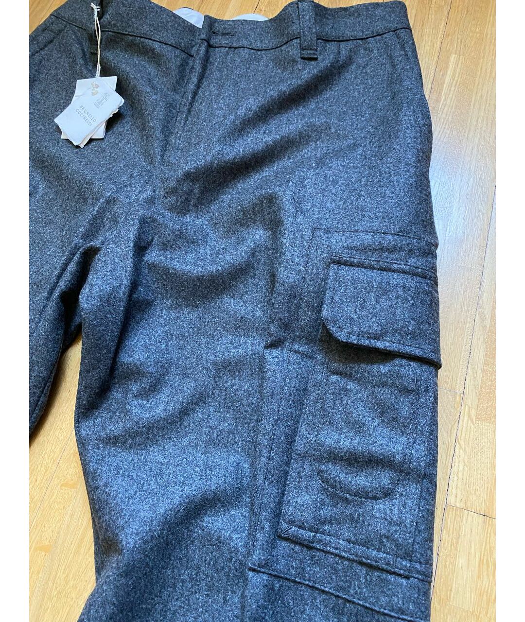 BRUNELLO CUCINELLI Серые шерстяные брюки чинос, фото 4