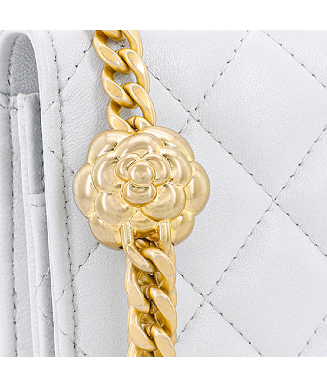 CHANEL Белая кожаная сумка через плечо, фото 4