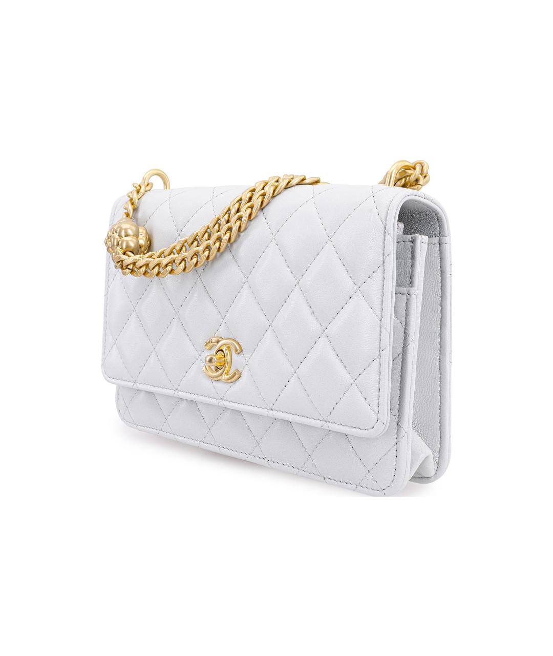 CHANEL Белая кожаная сумка через плечо, фото 3