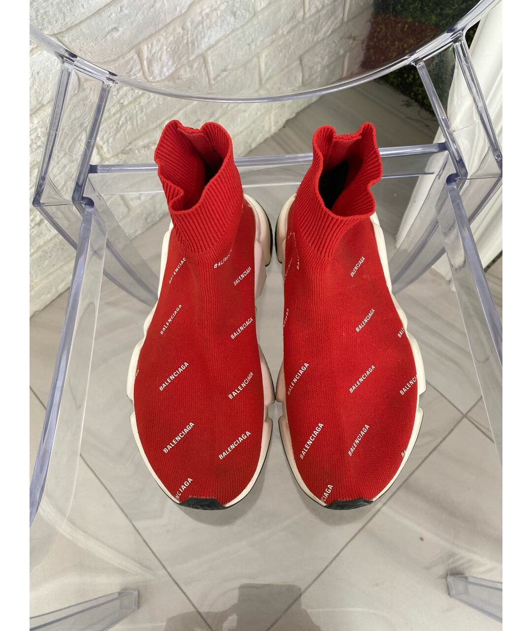 BALENCIAGA Красные текстильные кроссовки, фото 2
