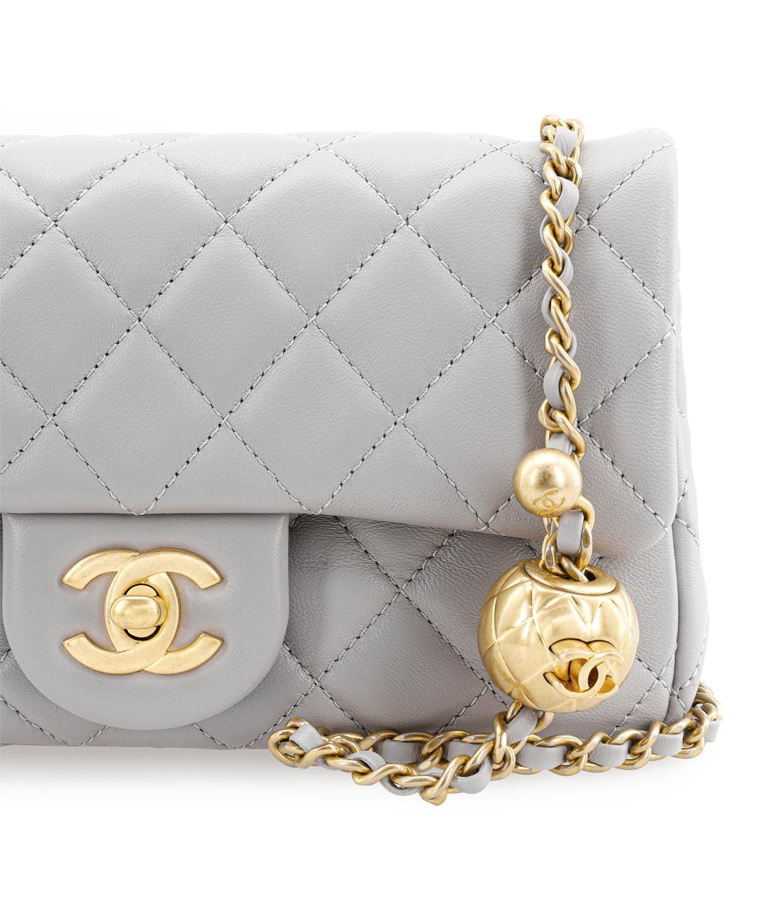 CHANEL Серая кожаная сумка через плечо, фото 4
