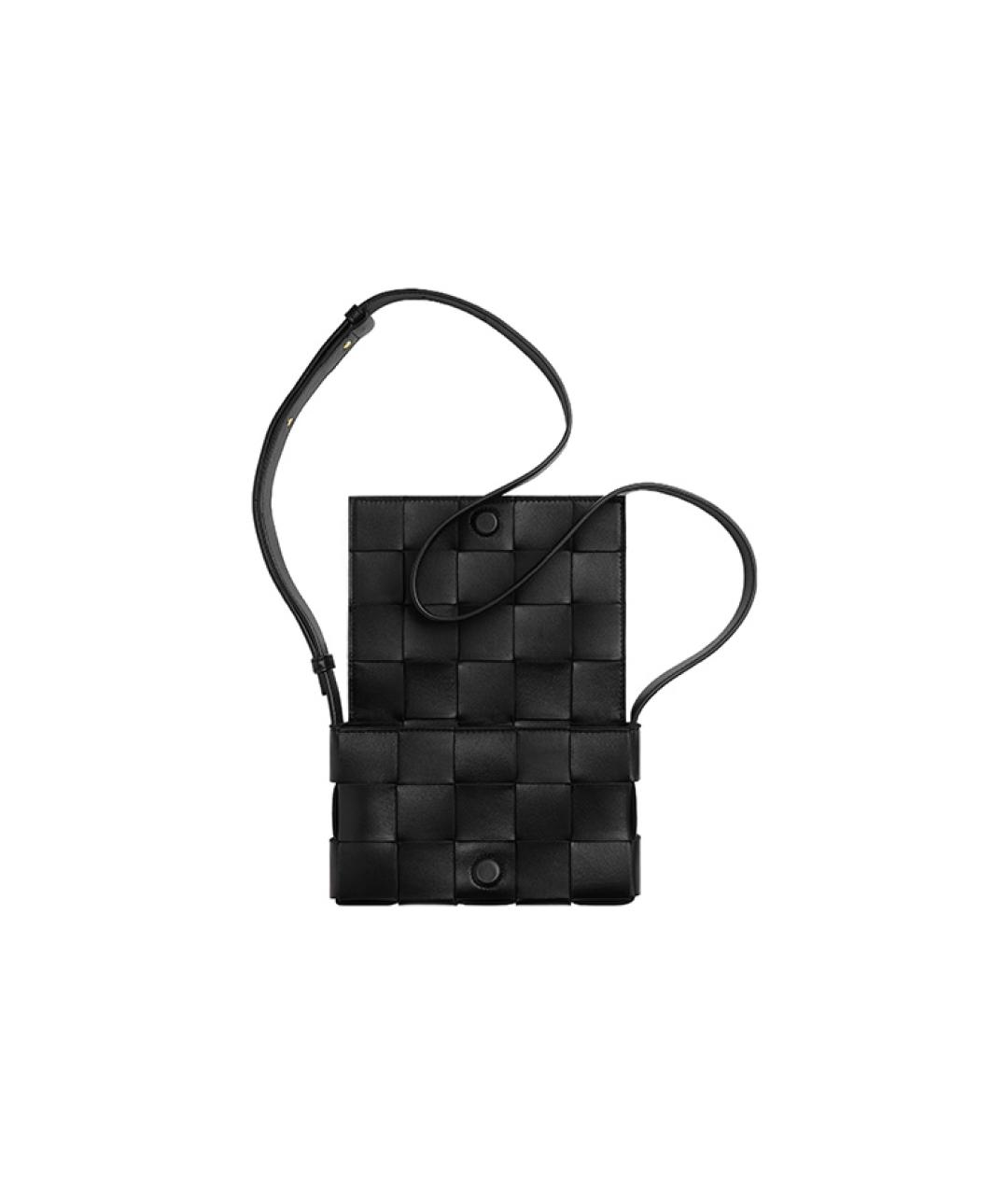 BOTTEGA VENETA Черная кожаная сумка через плечо, фото 4