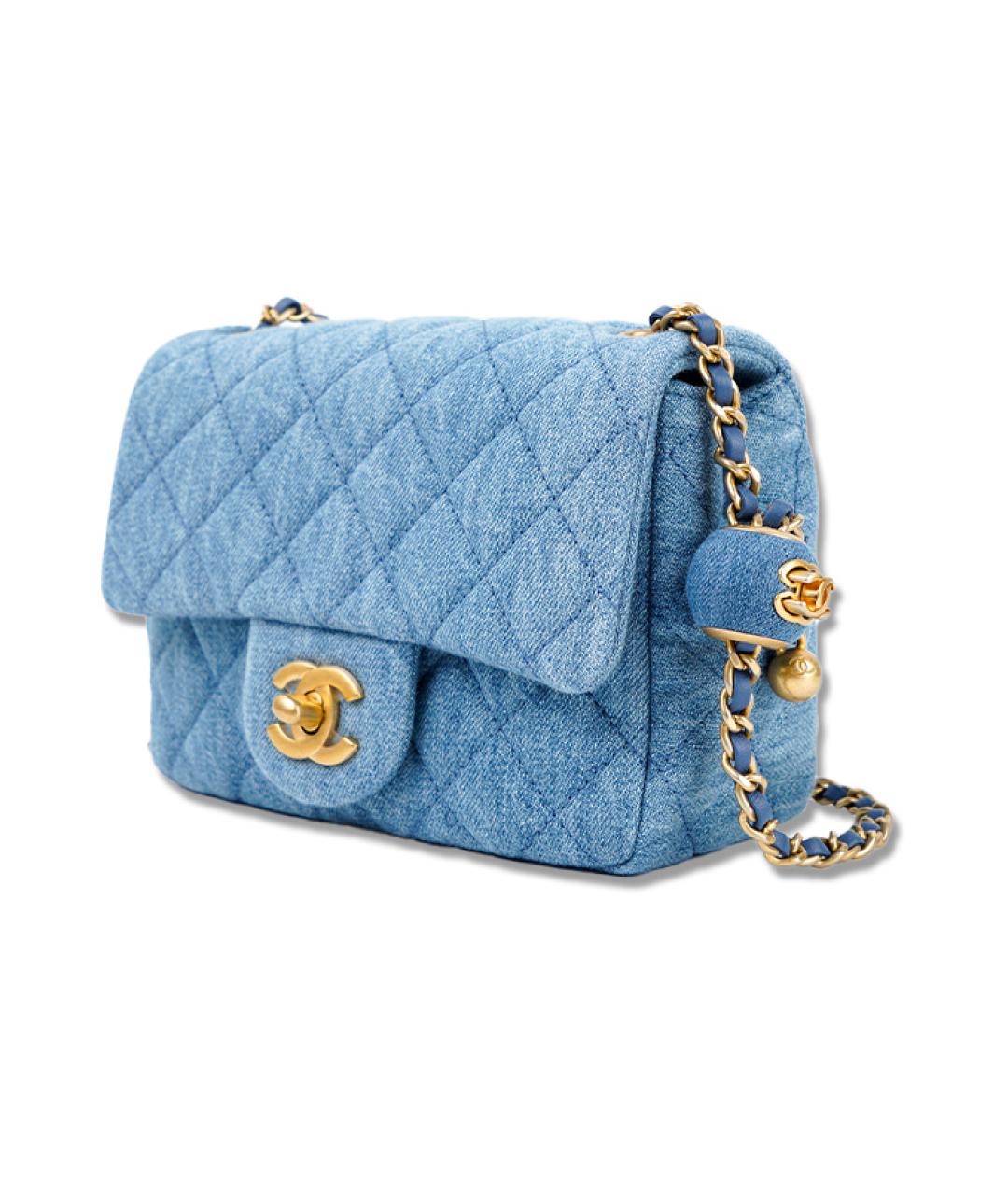 CHANEL Голубая деним сумка через плечо, фото 2