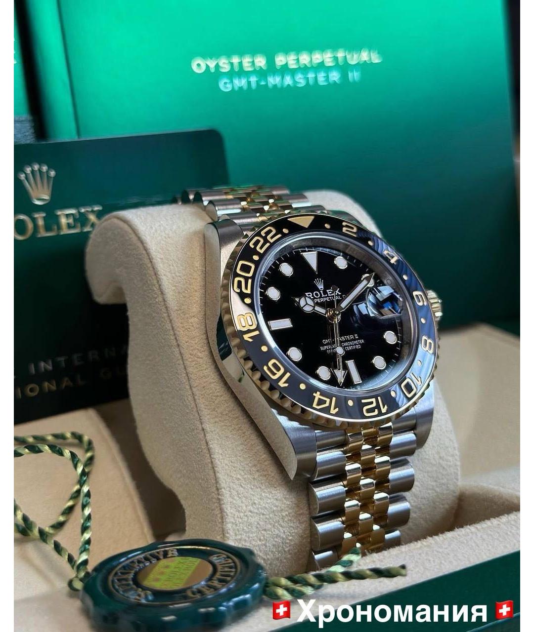 ROLEX Антрацитовые часы из желтого золота, фото 3