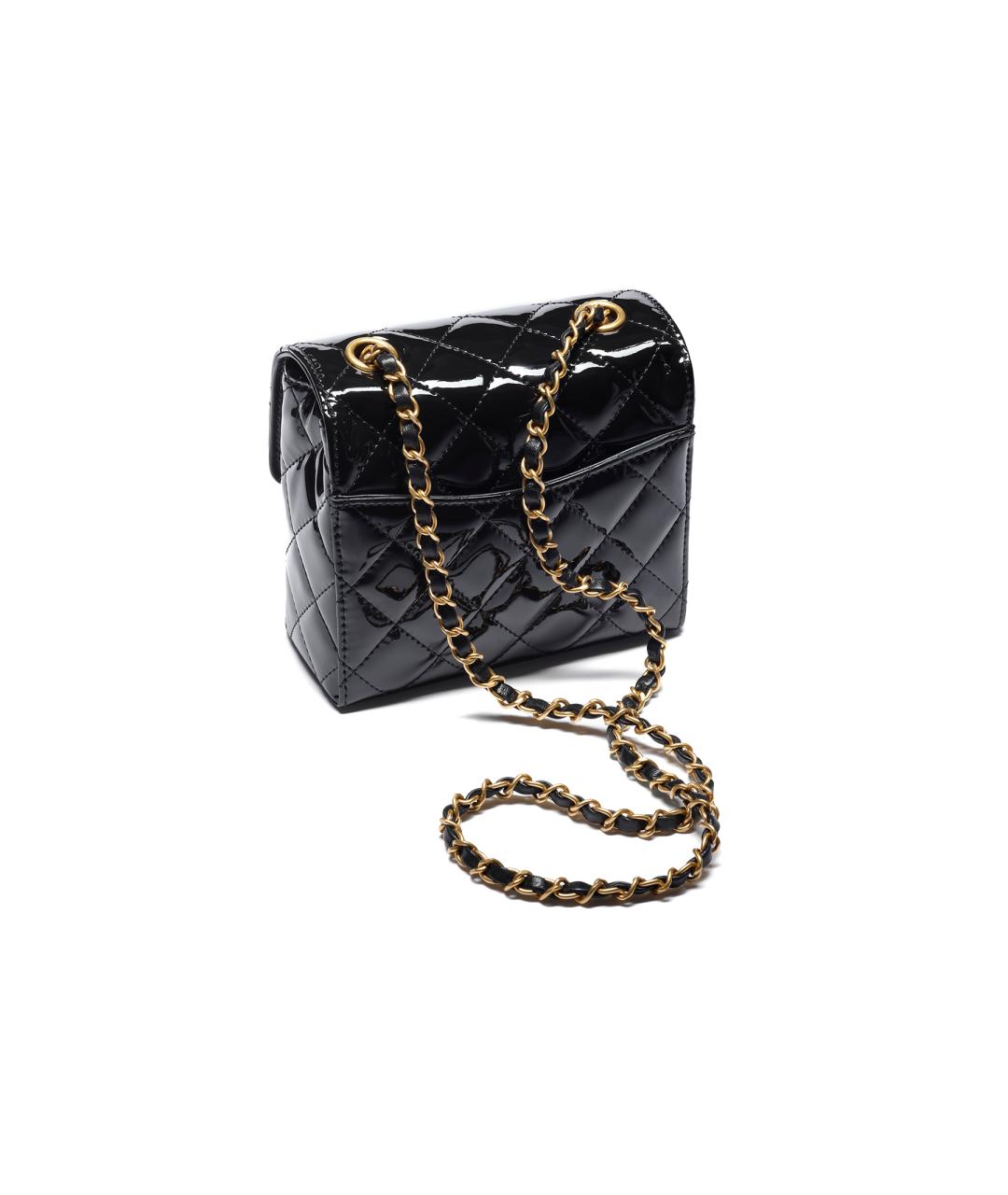 CHANEL Черная сумка через плечо из лакированной кожи, фото 3