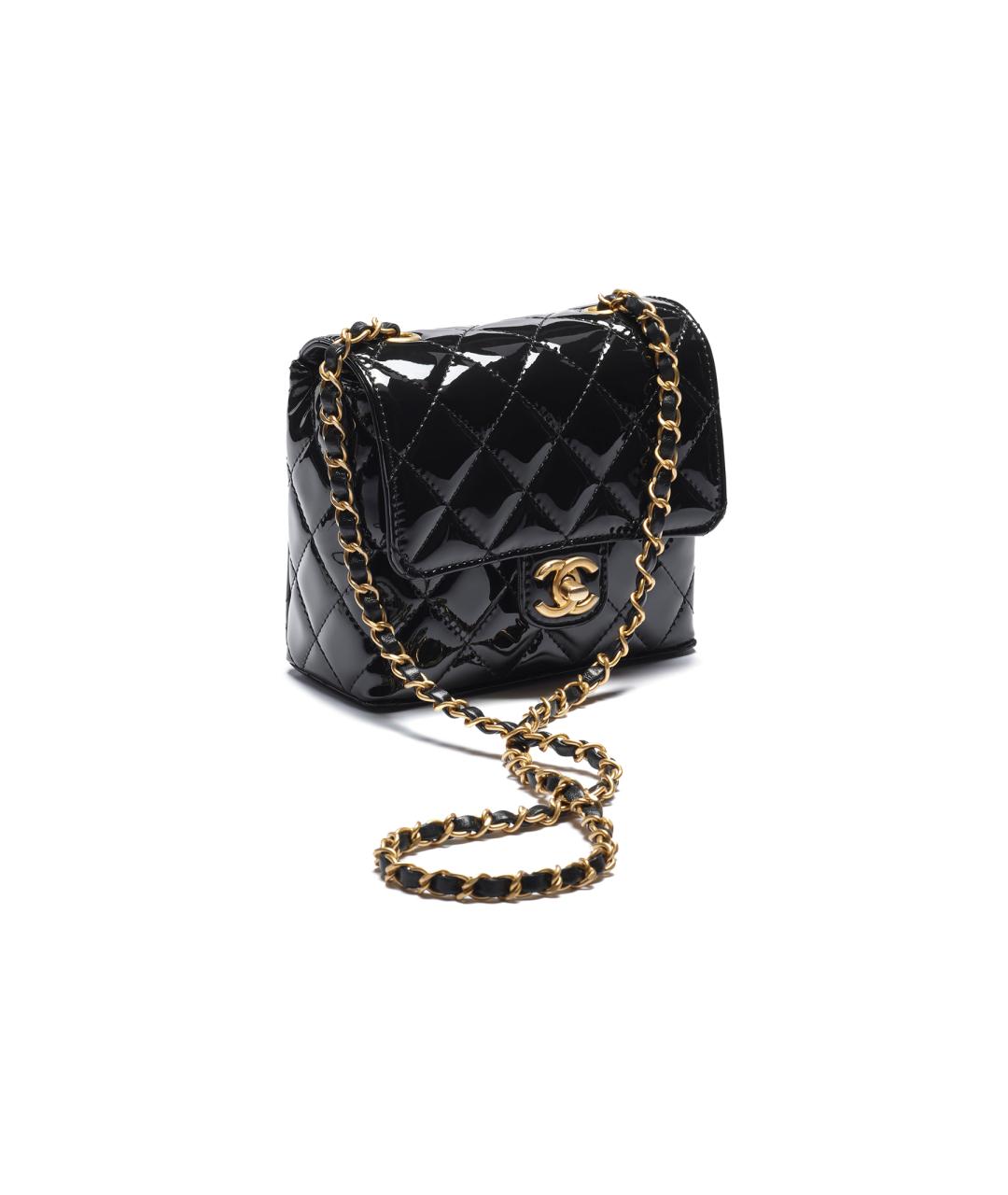 CHANEL Черная сумка через плечо из лакированной кожи, фото 2