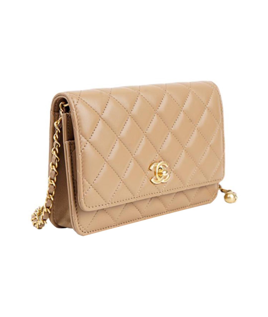 CHANEL Бежевая кожаная сумка через плечо, фото 2