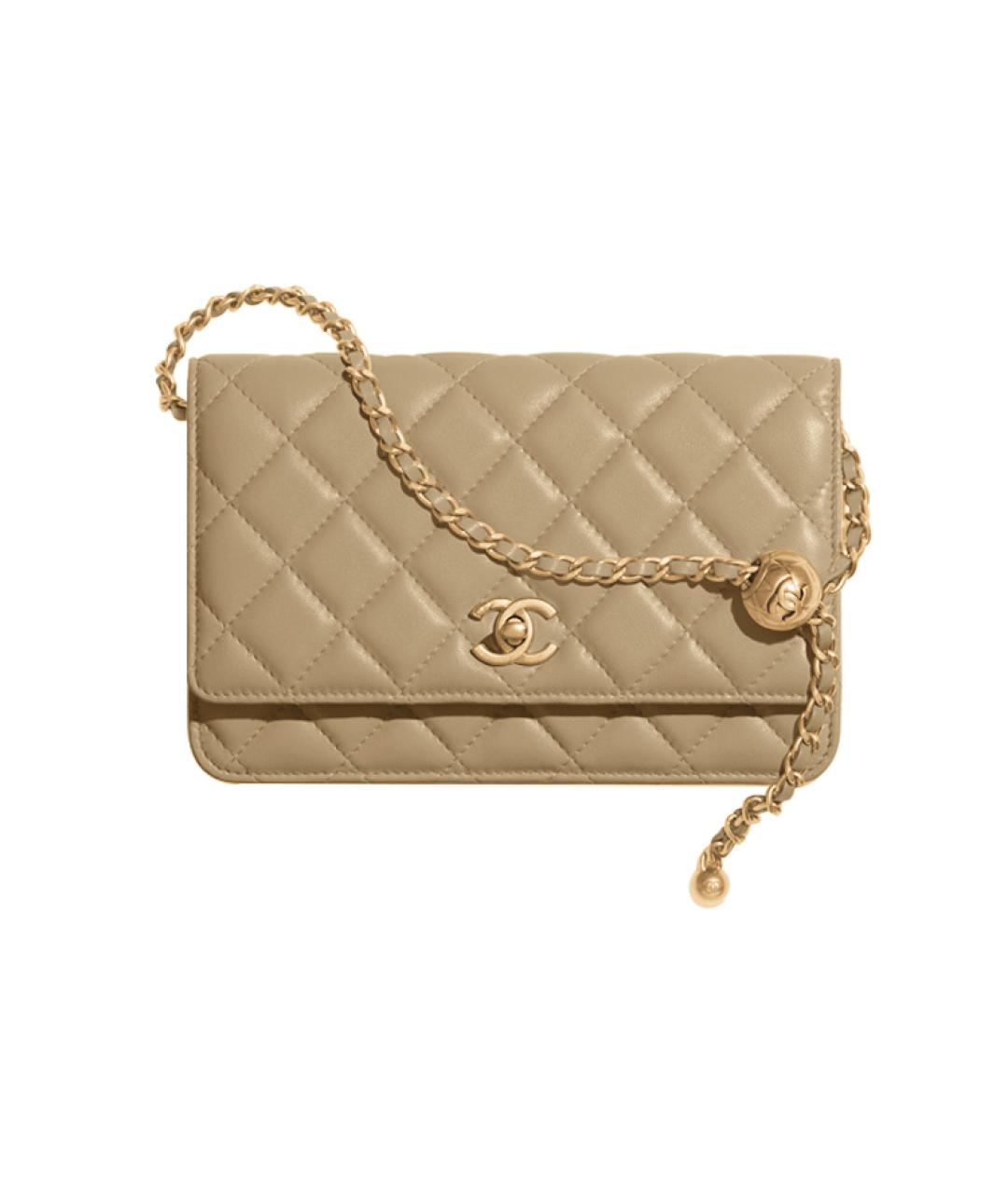 CHANEL Бежевая кожаная сумка через плечо, фото 1